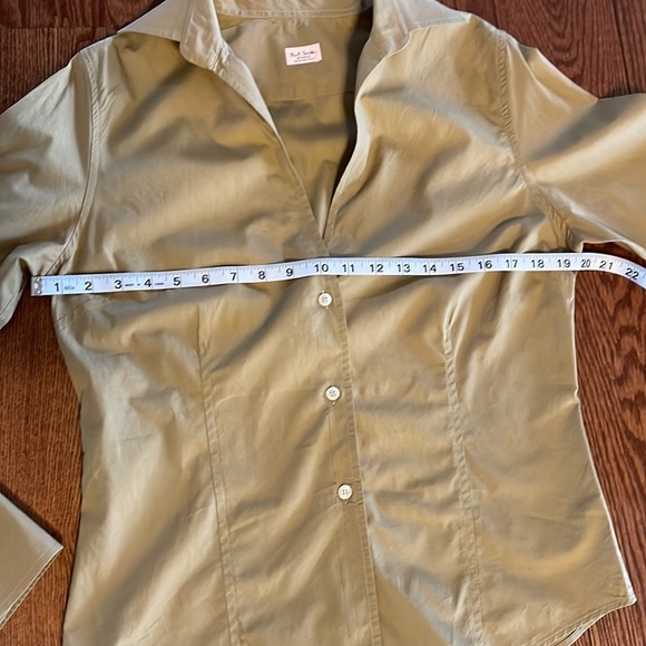PAUL SMITH women’s MADE IN ITALY button down shirt cotton luxury khaki color S/M - Picture 12 of 13